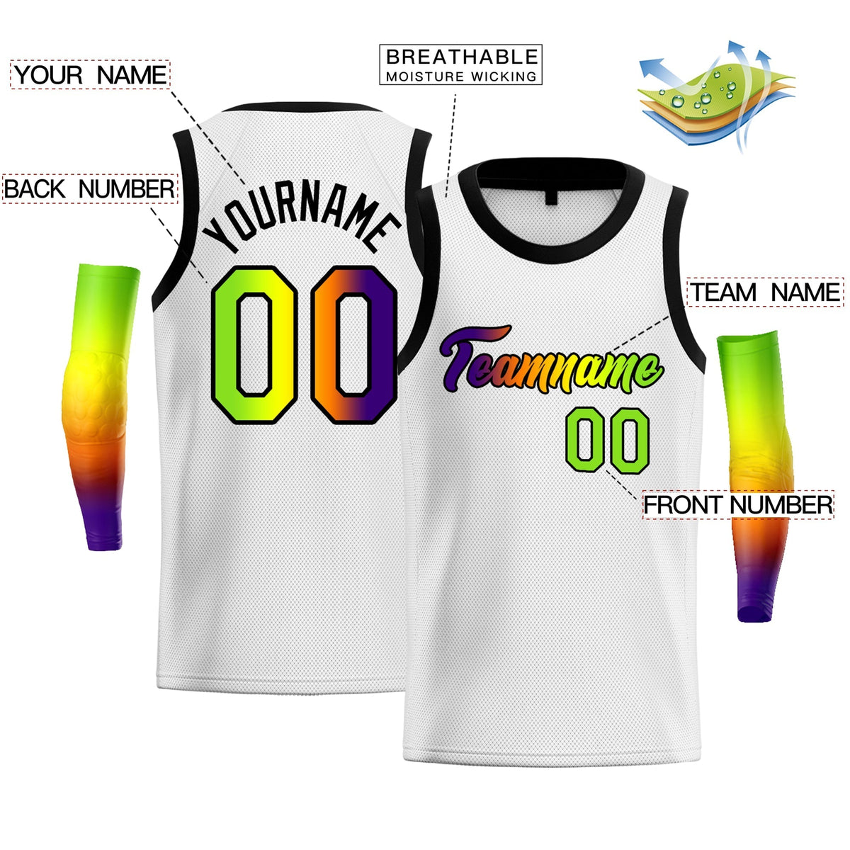 Custom Yellow Purple-Black Gradient Fashion Tops Basketball Jersey |KXKSHOP