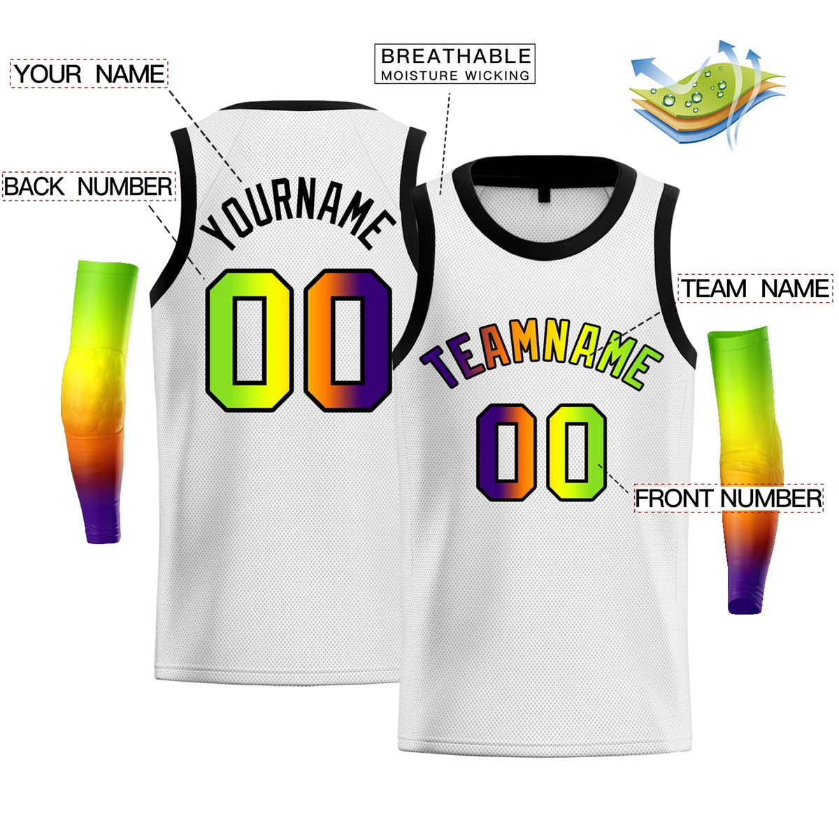 Custom Yellow Purple-Black Gradient Fashion Tops Basketball Jersey |KXKSHOP