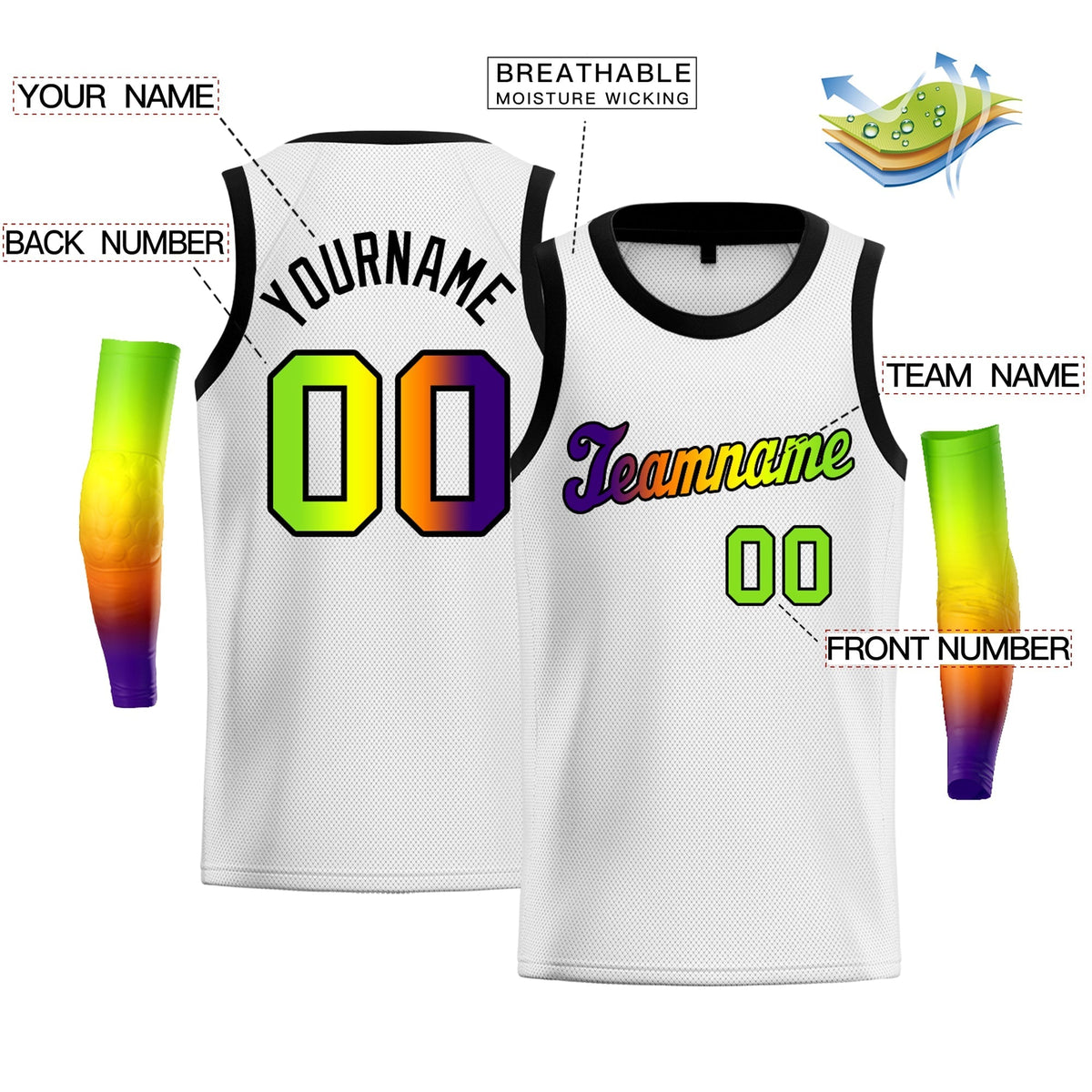 Custom Yellow Purple-Black Gradient Fashion Tops Basketball Jersey |KXKSHOP