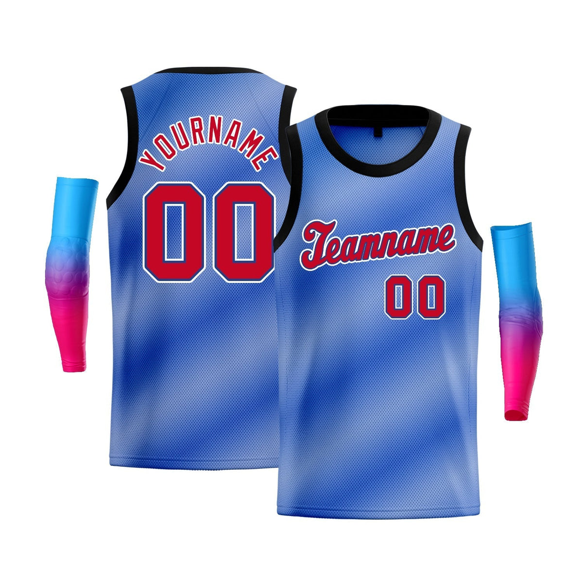 Custom Light Blue Red-White Gradient Fashion Tops Basketball Jersey |KXKSHOP
