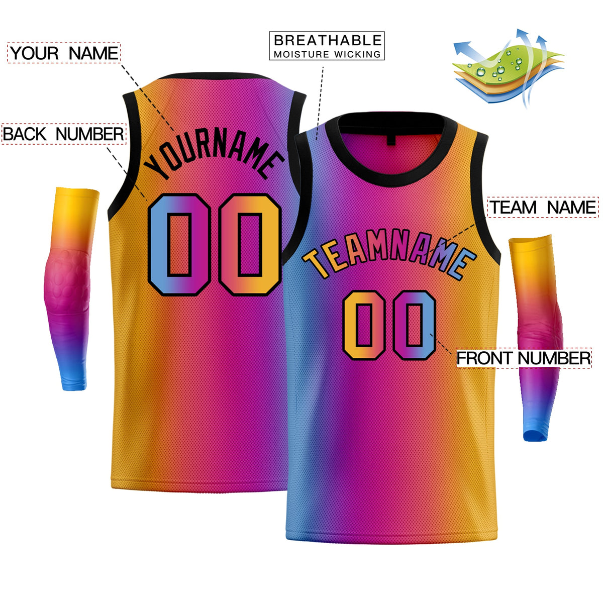 Custom Yellow Purple-Black Gradient Fashion Tops Basketball Jersey |KXKSHOP