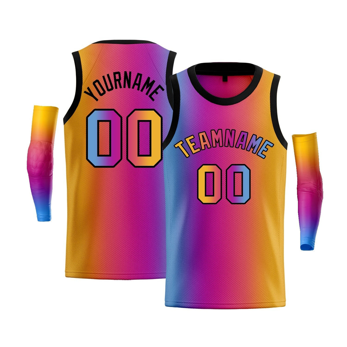Custom Yellow Purple-Black Gradient Fashion Tops Basketball Jersey |KXKSHOP