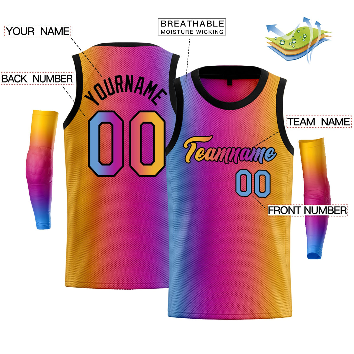 Custom Yellow Purple-Black Gradient Fashion Tops Basketball Jersey |KXKSHOP