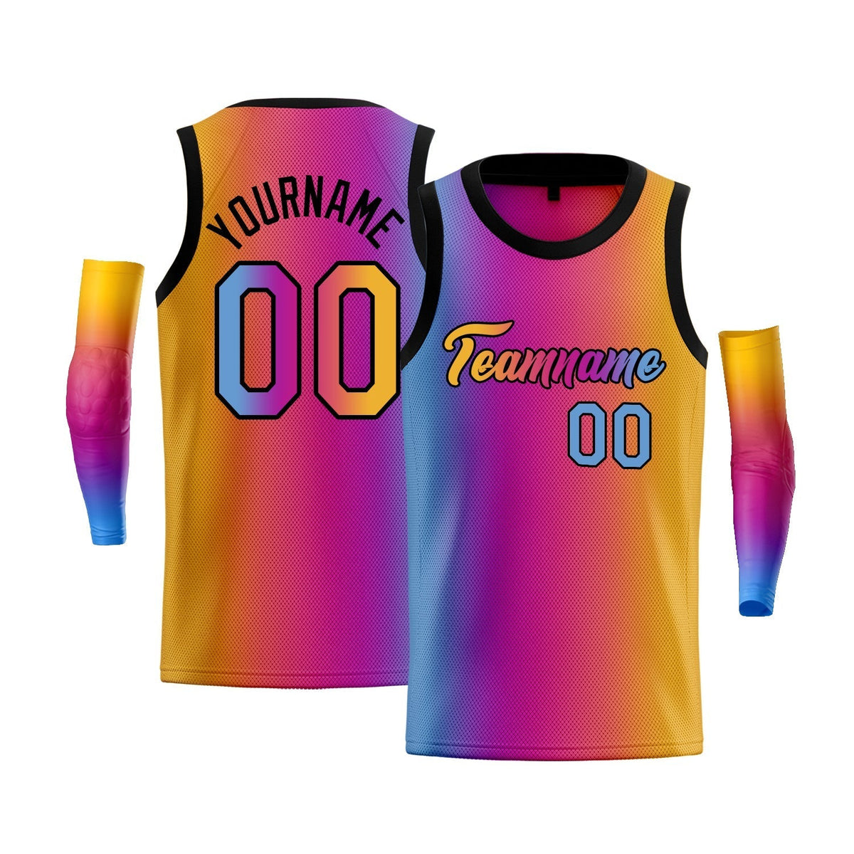 Custom Yellow Purple-Black Gradient Fashion Tops Basketball Jersey |KXKSHOP