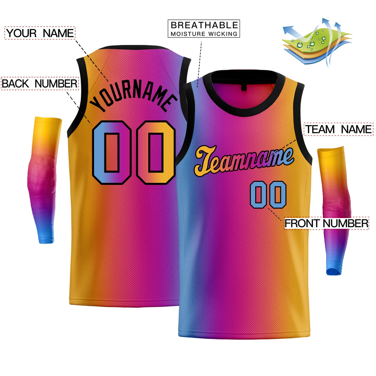 Custom Yellow Purple-Black Gradient Fashion Tops Basketball Jersey |KXKSHOP