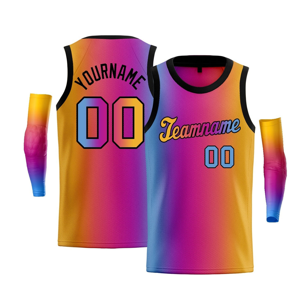 Custom Light Blue Yellow-Black Gradient Fashion Tops Basketball Jersey |KXKSHOP