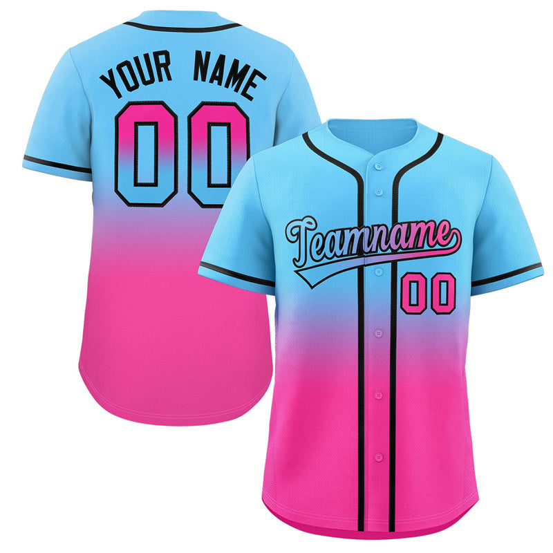 Custom Light Blue Pink Gradient Fashion Authentic Baseball Jersey For Women