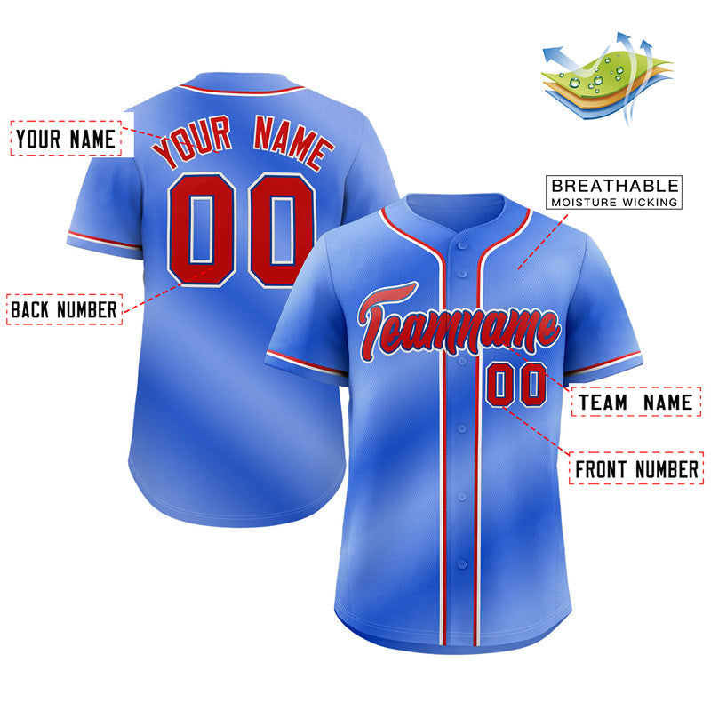 Custom Royal Red-White Gradient Fashion Authentic Baseball Jersey