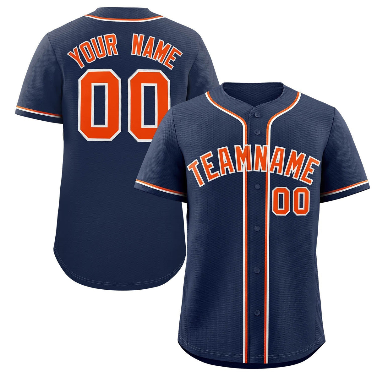 Custom Navy Orange-White Classic Style Authentic Baseball Jersey