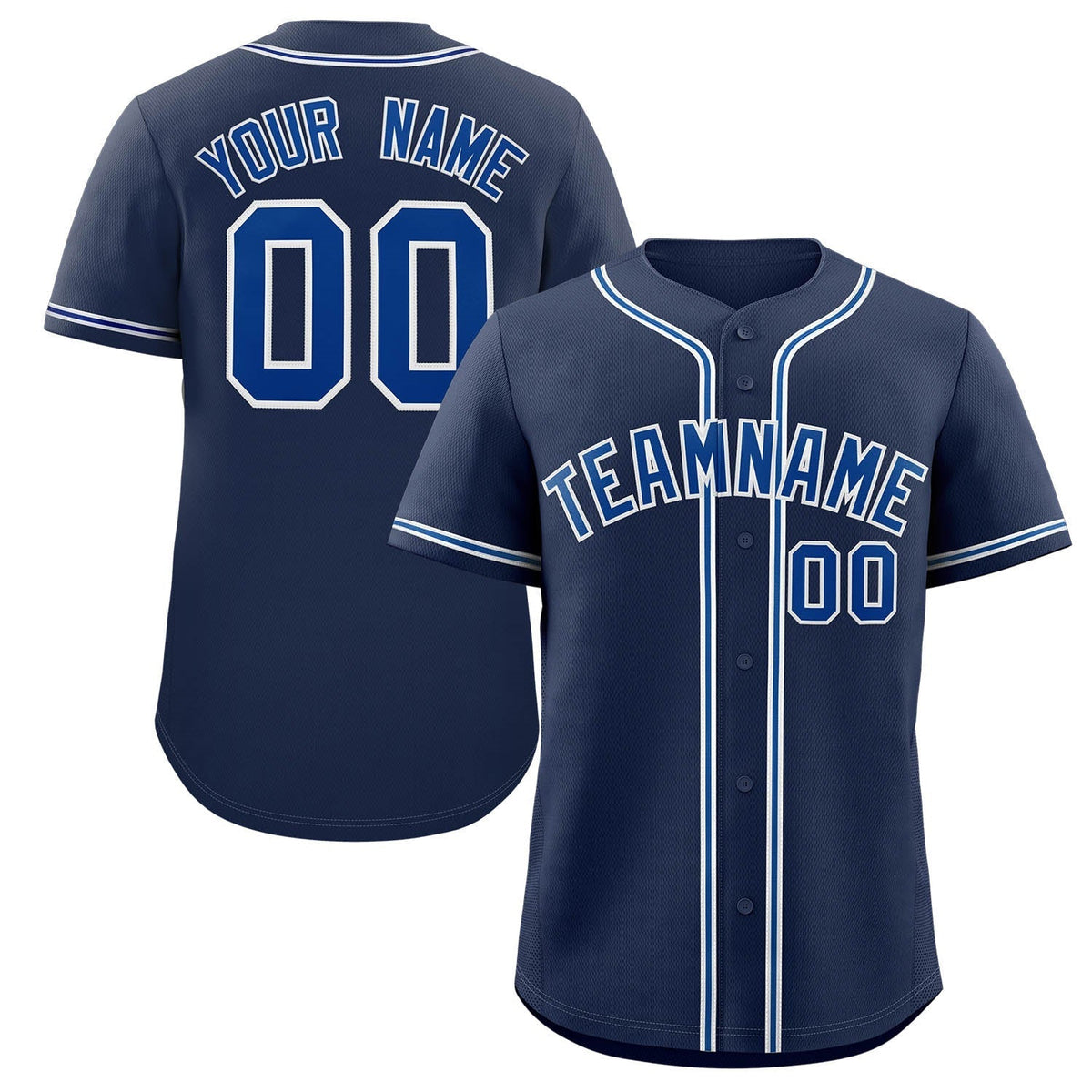 Custom Navy Royal-Gray Classic Style Authentic Baseball Jersey