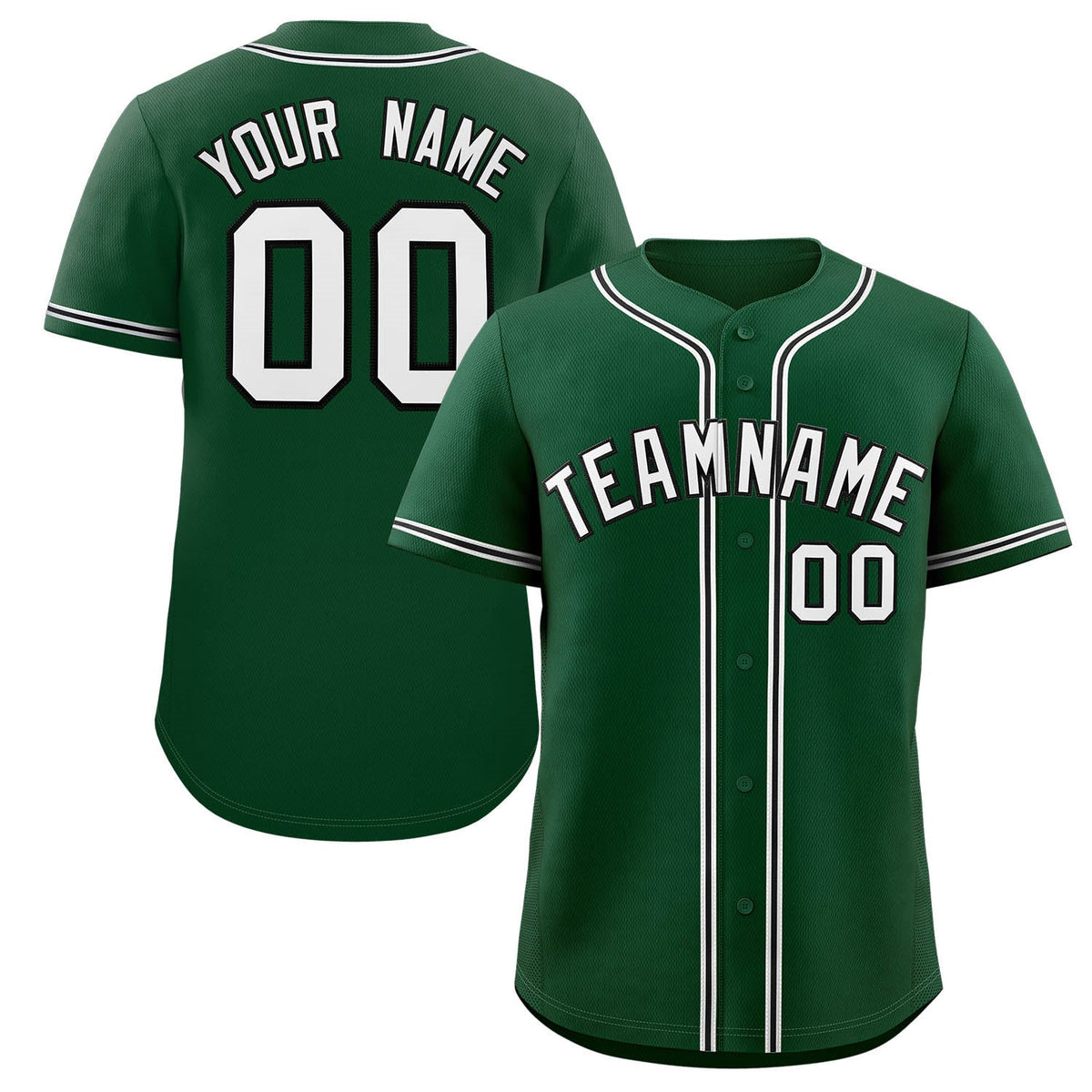 Custom Green White-Black Classic Style Authentic Baseball Jersey For Men