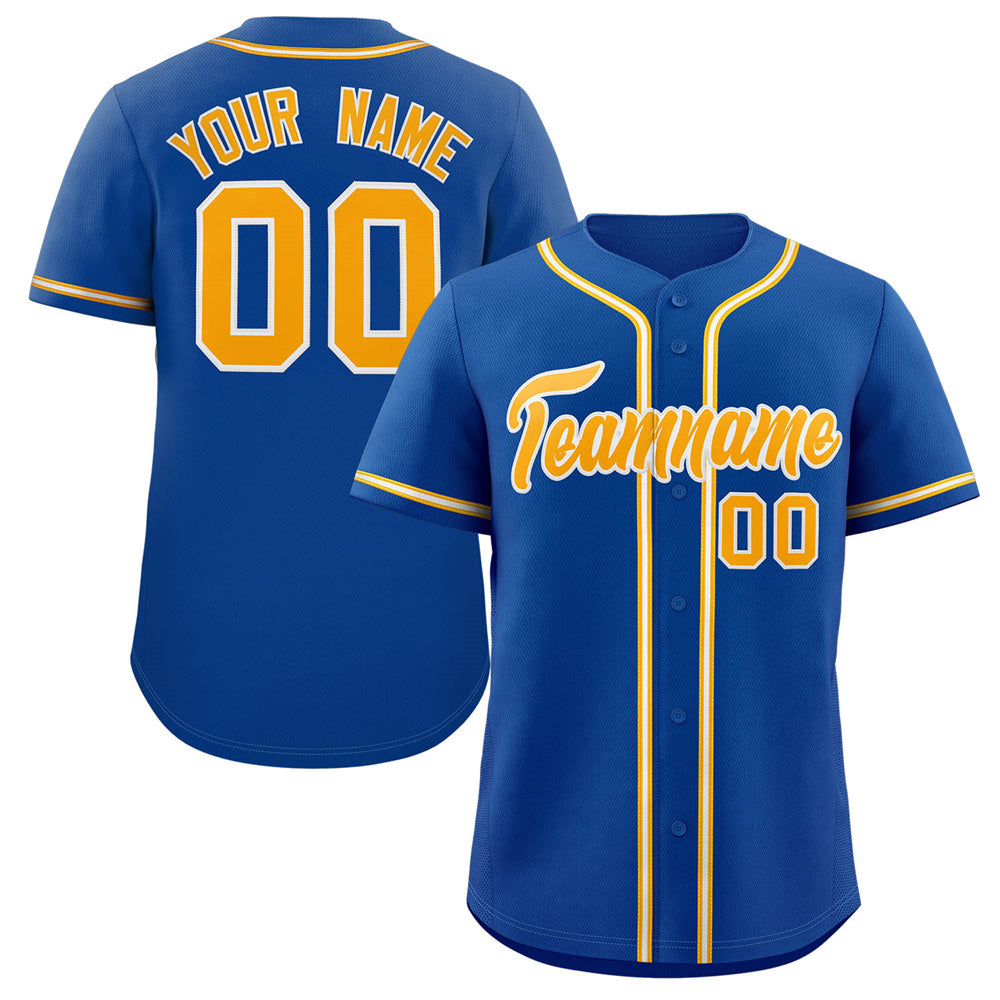 Custom Royal Gold-White Classic Style Authentic Baseball Jersey