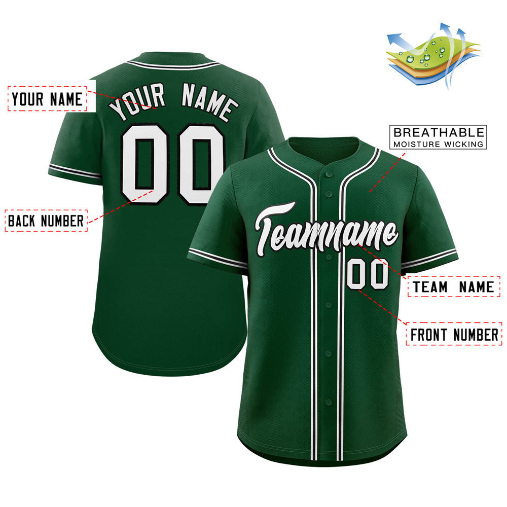 Custom Green White-Black Classic Style Authentic Baseball Jersey For Men
