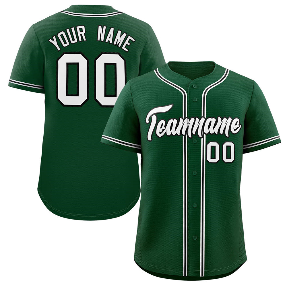 Custom Green White-Black Classic Style Authentic Baseball Jersey For Men