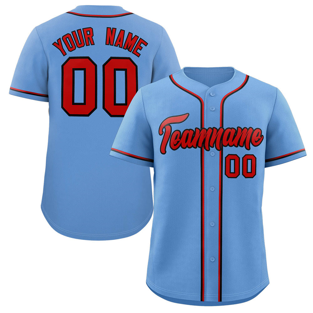 Custom Light Blue Red-Navy Classic Style Authentic Baseball Jersey