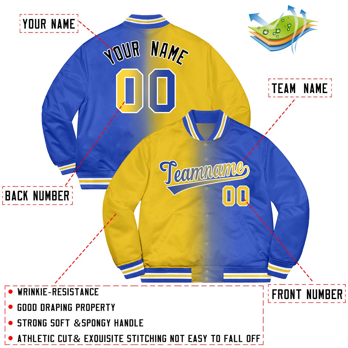 Custom Powder Blue Pink-Black Two Tone Gradient Fashion Full-Snap Letterman Jacket | KXKSHOP