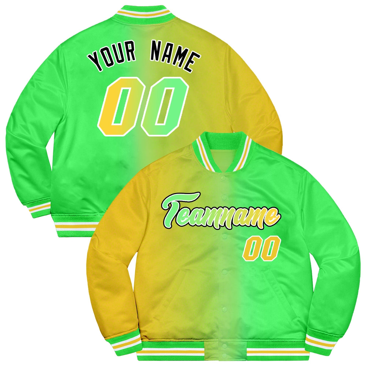 Custom Powder Blue Pink-Black Two Tone Gradient Fashion Full-Snap Letterman Jacket | KXKSHOP