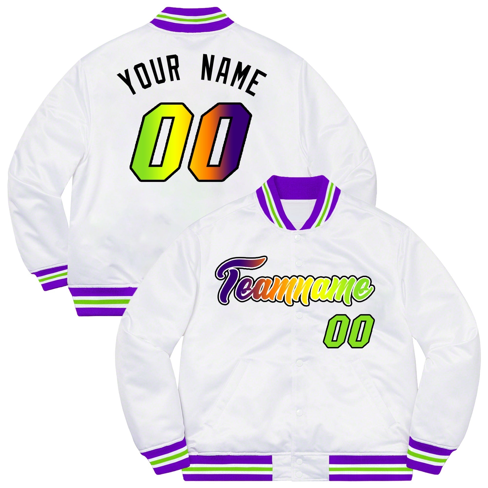 Custom Powder Blue Pink-Black Two Tone Gradient Fashion Full-Snap Letterman Jacket | KXKSHOP