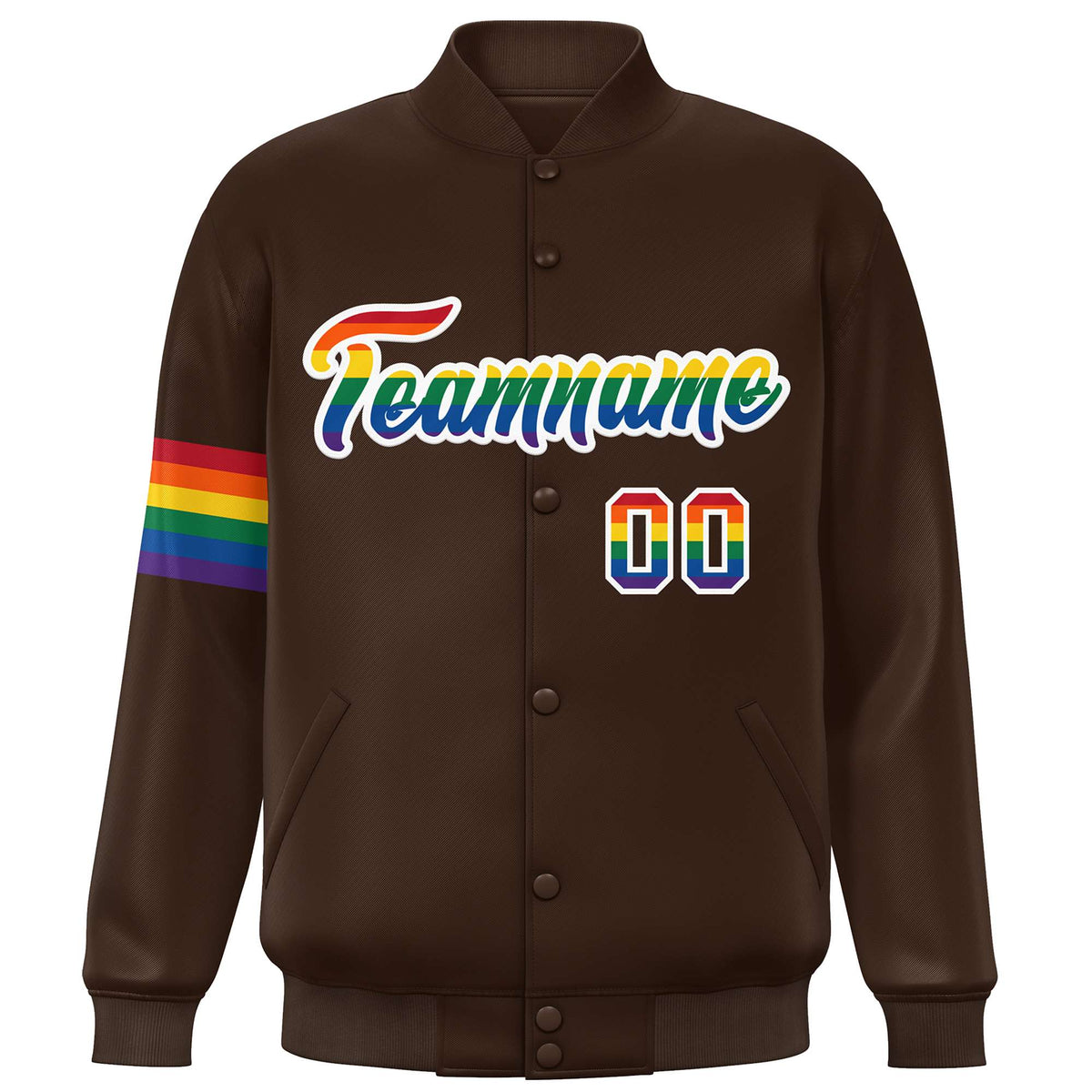 Custom Brown LGBT Rainbow For Pride Month Classic Style Letterman Baseball Jacket