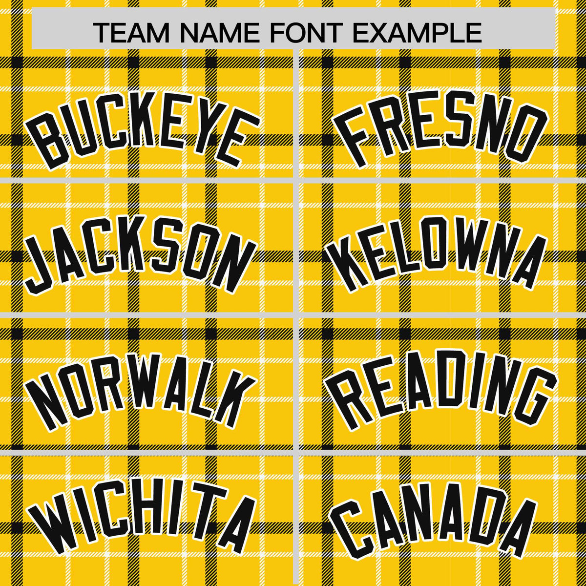 Custom Yellow Varsity Full-Snap Plaid Pattern Letterman Baseball Jacket