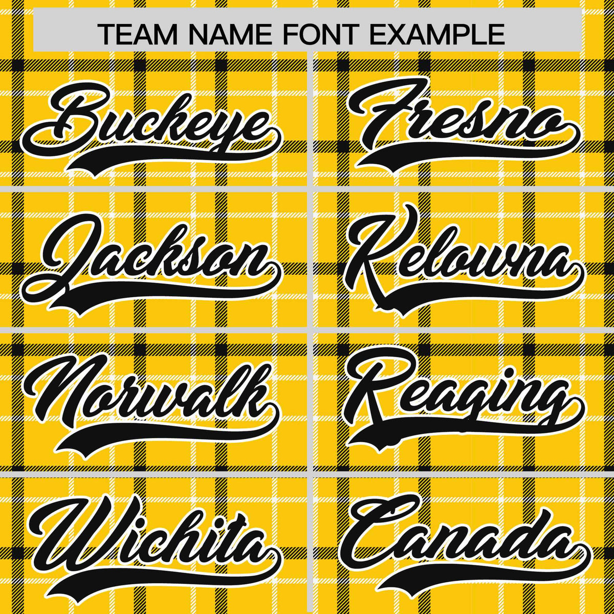 Custom Yellow Varsity Full-Snap Plaid Pattern Letterman Baseball Jacket
