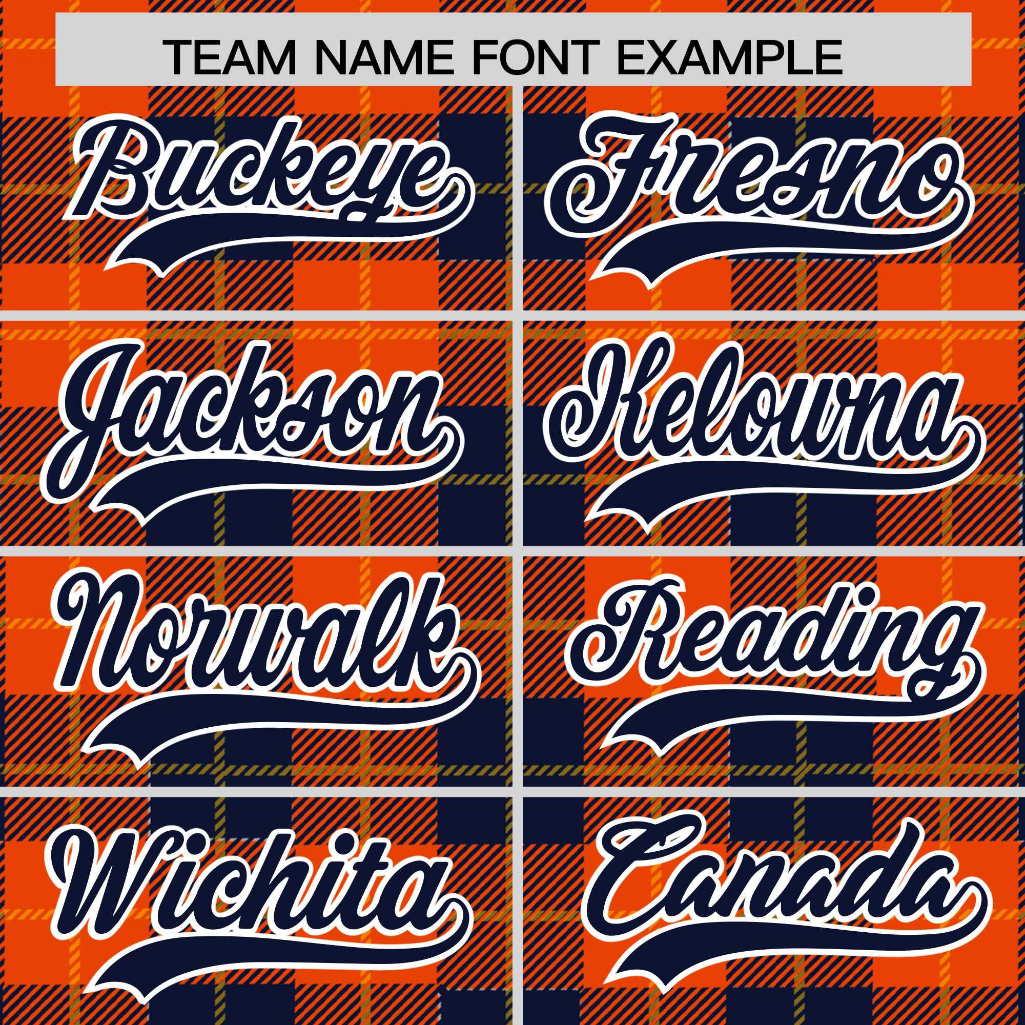 Custom Orange Navy-Gold Varsity Full-Snap Plaid Pattern Letterman Baseball Jacket