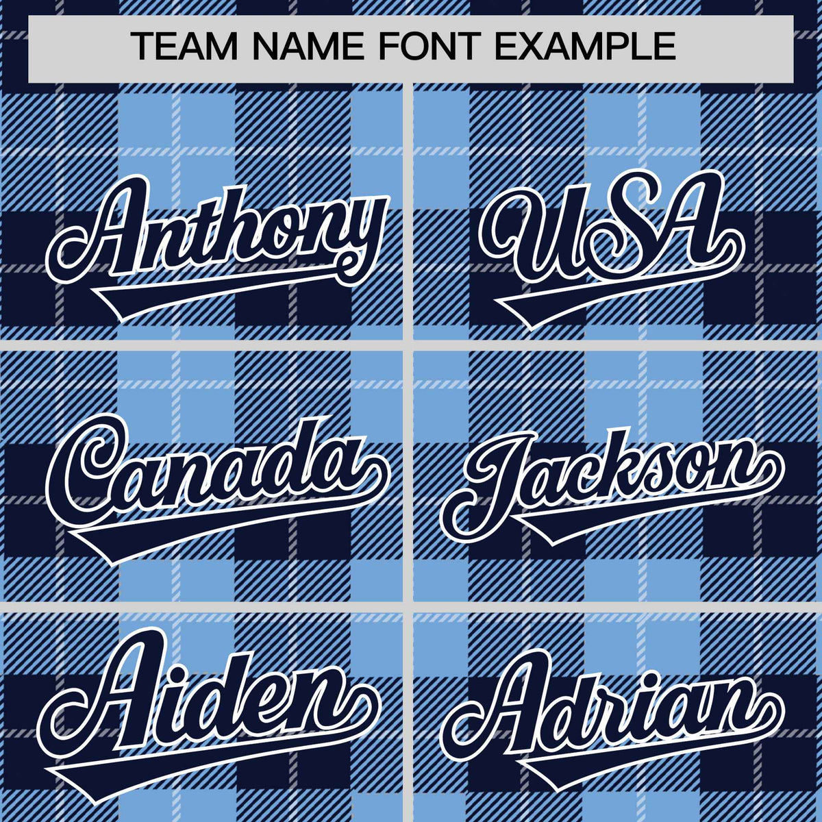 Custom Powder Blue Navy-White Varsity Full-Snap Plaid Pattern Letterman Baseball Jacket