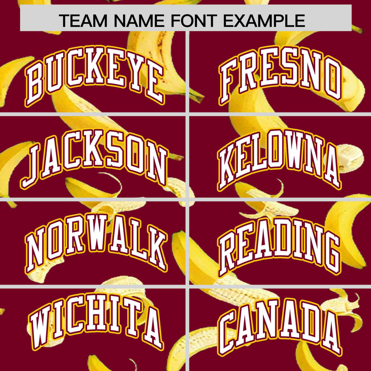 Custom Crimson Varsity Full-Zip Banana Pattern Letterman Bomber Jacket | Graffiti Pattern | Embroidery&amp;Dye-sublimation printing | KXKSHOP