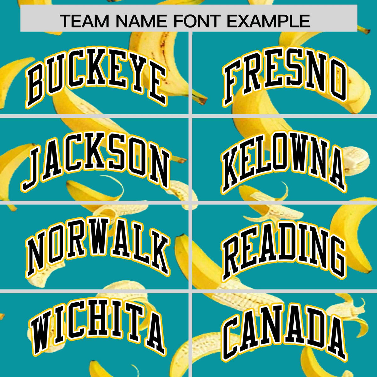 Custom Aqua Varsity Full-Zip Banana Pattern Letterman Bomber Jacket | Graffiti Pattern | Embroidery&amp;Dye-sublimation printing | KXKSHOP