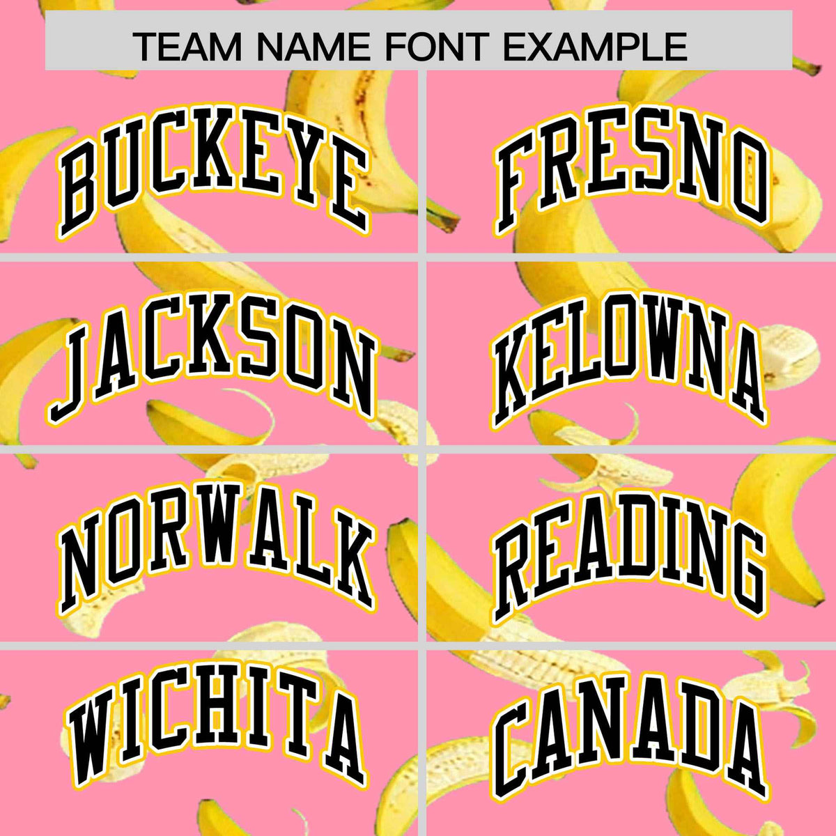 Custom Light Pink Varsity Full-Zip Banana Pattern Letterman Bomber Jacket | Graffiti Pattern | Embroidery&amp;Dye-sublimation printing | KXKSHOP