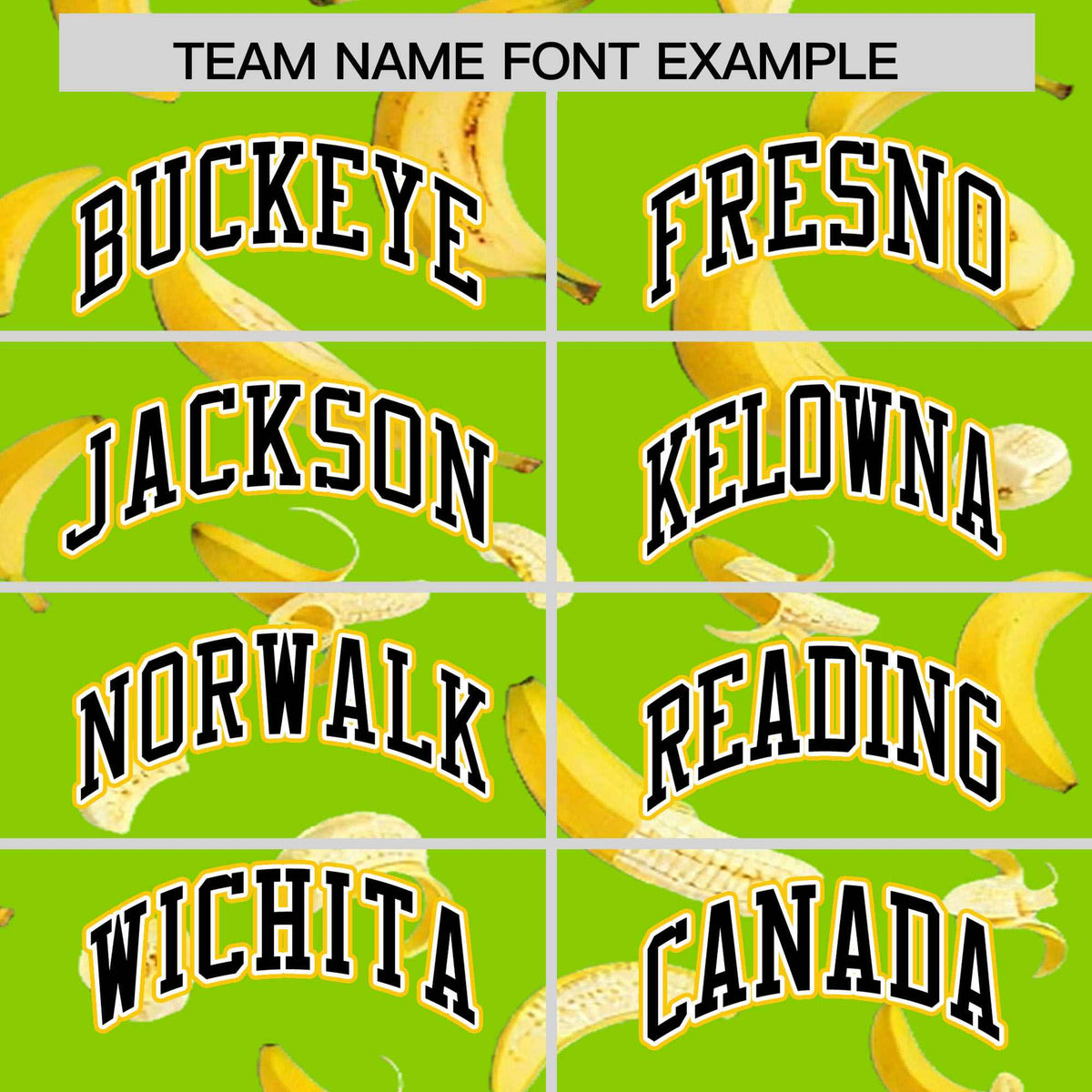 Custom Neon Green Varsity Full-Zip Banana Pattern Letterman Bomber Jacket | Graffiti Pattern | Embroidery&amp;Dye-sublimation printing | KXKSHOP