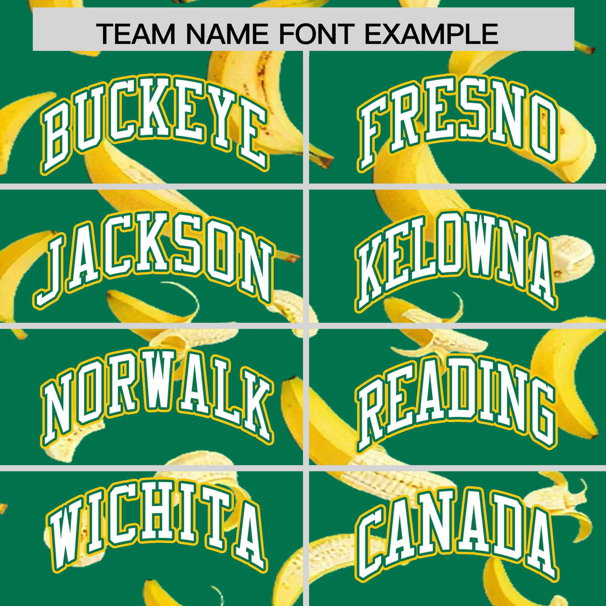 Custom Kelly Green Varsity Full-Zip Banana Pattern Letterman Bomber Jacket | Graffiti Pattern | Embroidery&amp;Dye-sublimation printing | KXKSHOP