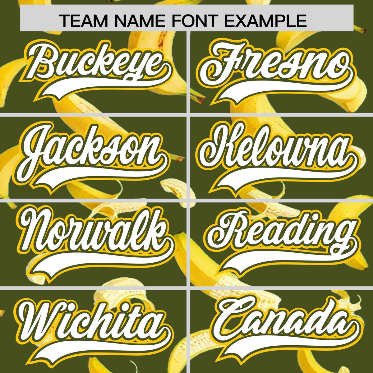 Custom Olive Varsity Full-Zip Banana Pattern Letterman Bomber Jacket | Graffiti Pattern | Embroidery&amp;Dye-sublimation printing | KXKSHOP