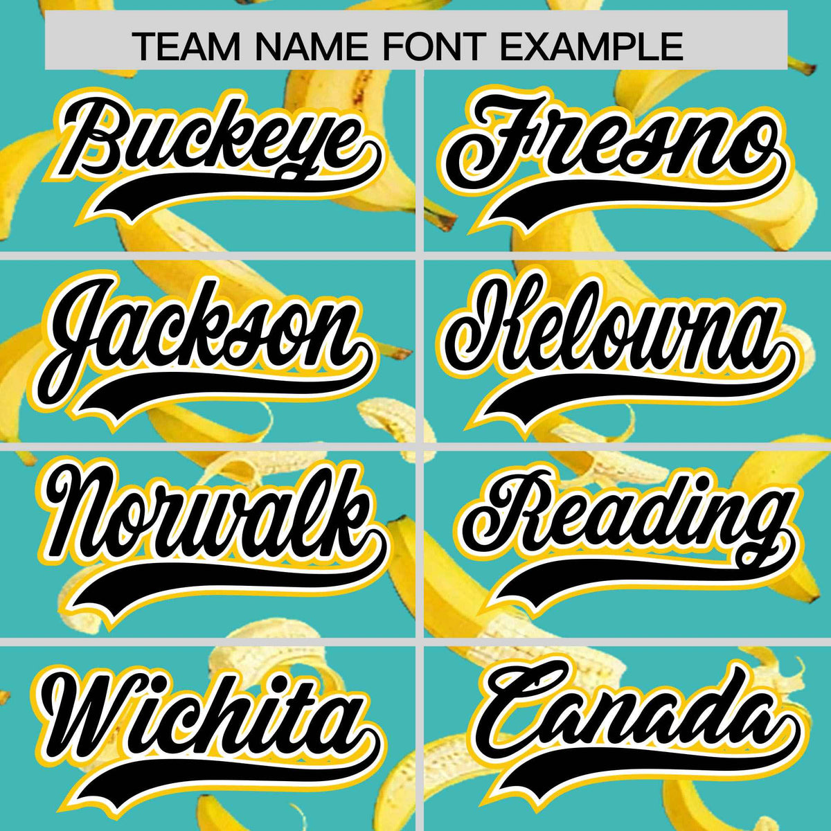 Custom Teal Varsity Full-Zip Banana Pattern Letterman Bomber Jacket | Graffiti Pattern | Embroidery&amp;Dye-sublimation printing | KXKSHOP