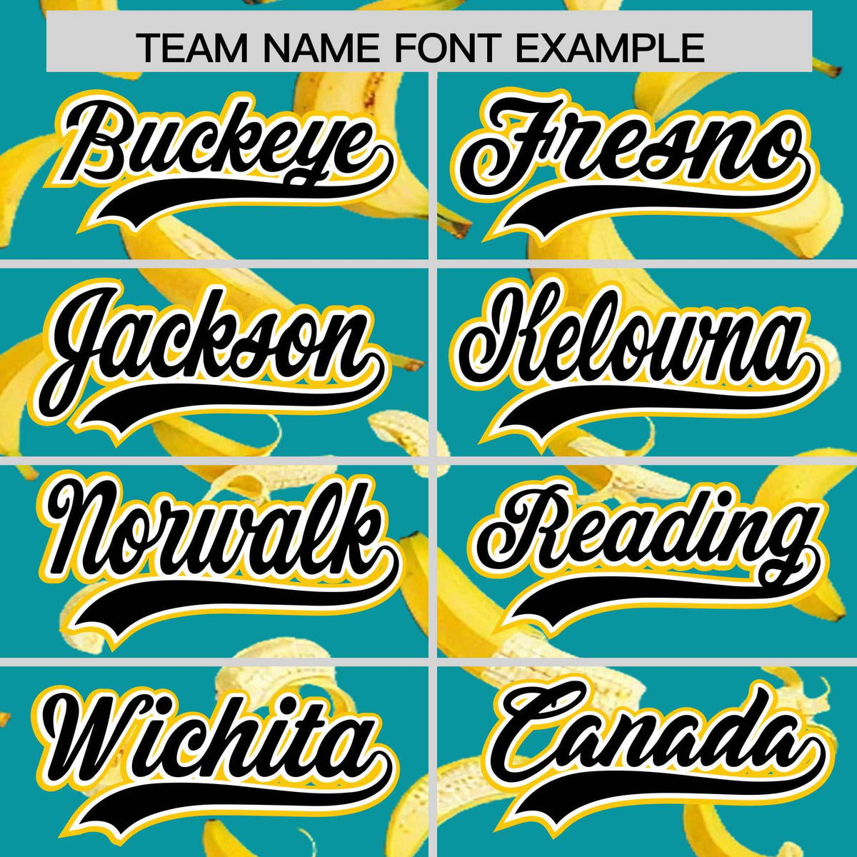 Custom Aqua Varsity Full-Zip Banana Pattern Letterman Bomber Jacket | Graffiti Pattern | Embroidery&amp;Dye-sublimation printing | KXKSHOP