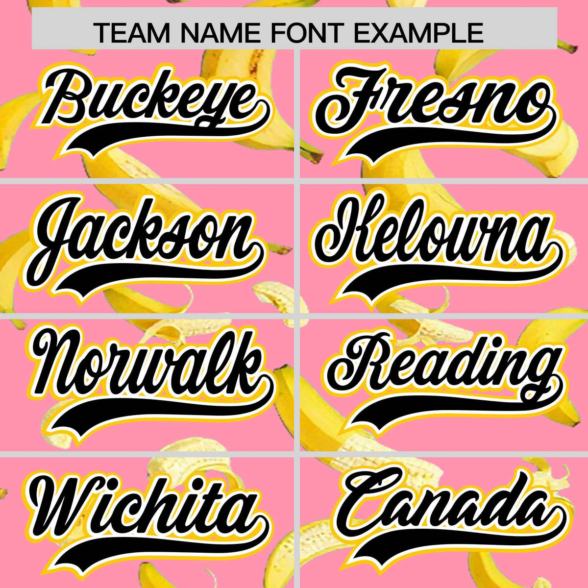 Custom Light Pink Varsity Full-Zip Banana Pattern Letterman Bomber Jacket | Graffiti Pattern | Embroidery&amp;Dye-sublimation printing | KXKSHOP