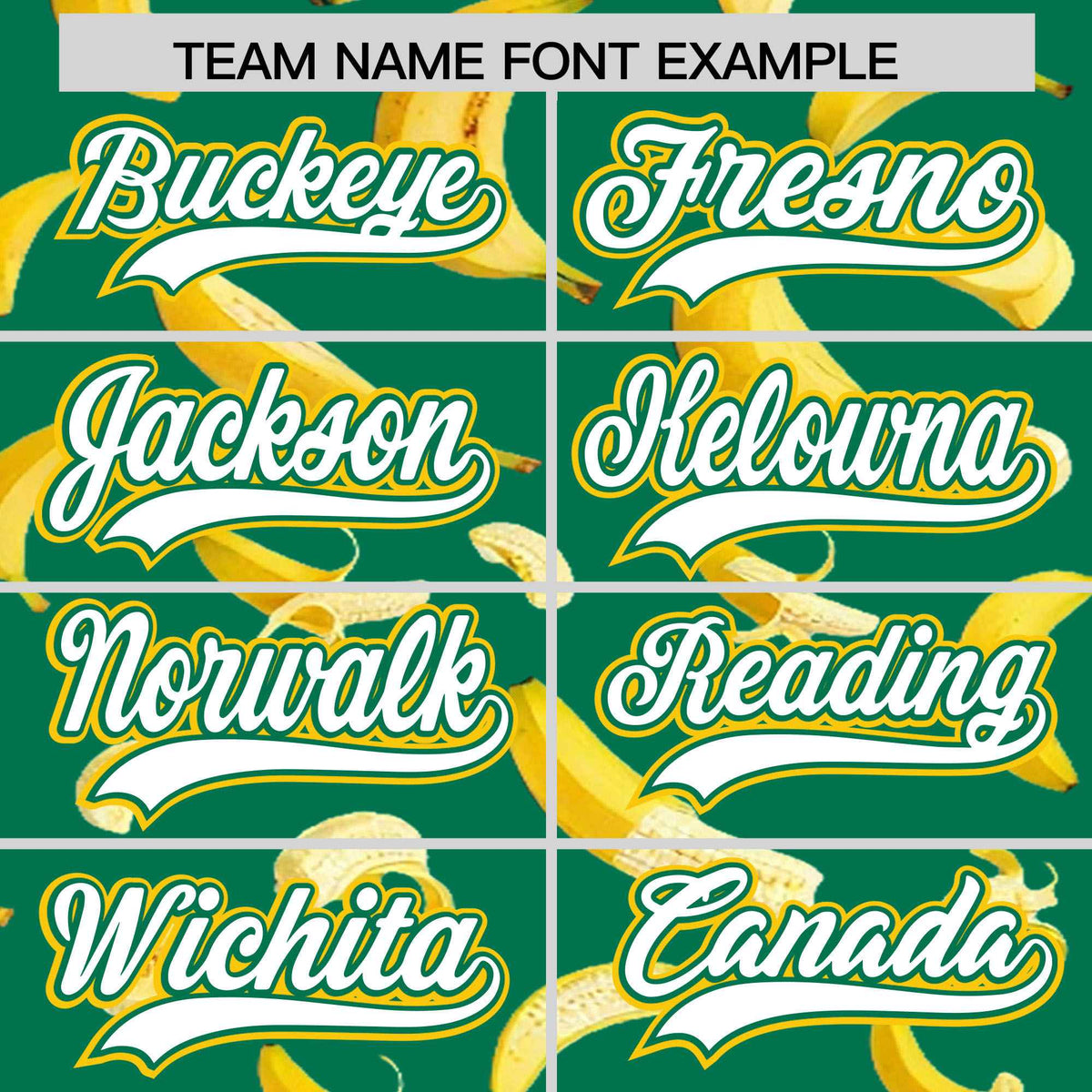 Custom Kelly Green Varsity Full-Zip Banana Pattern Letterman Bomber Jacket | Graffiti Pattern | Embroidery&amp;Dye-sublimation printing | KXKSHOP