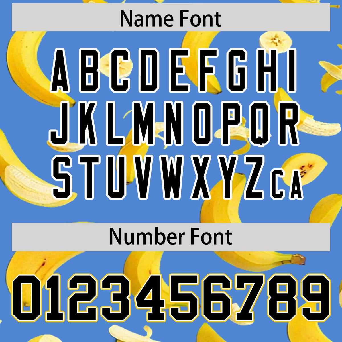 Custom Powder Blue Varsity Full-Zip Banana Pattern Letterman Bomber Jacket | Graffiti Pattern | Embroidery&amp;Dye-sublimation printing | KXKSHOP