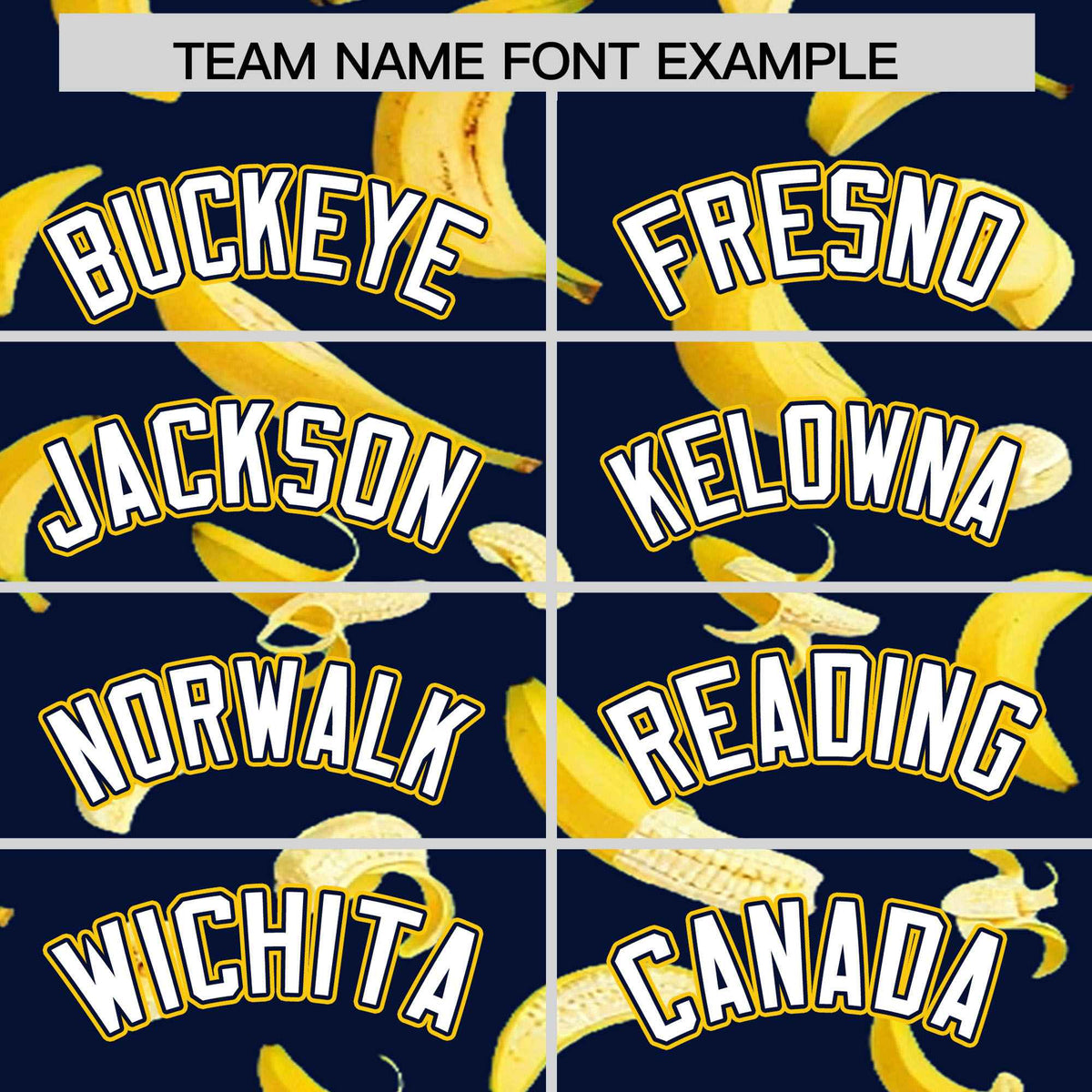 Custom Navy Varsity Full-Zip Banana Pattern Letterman Bomber Jacket | Graffiti Pattern | Embroidery&amp;Dye-sublimation printing | KXKSHOP