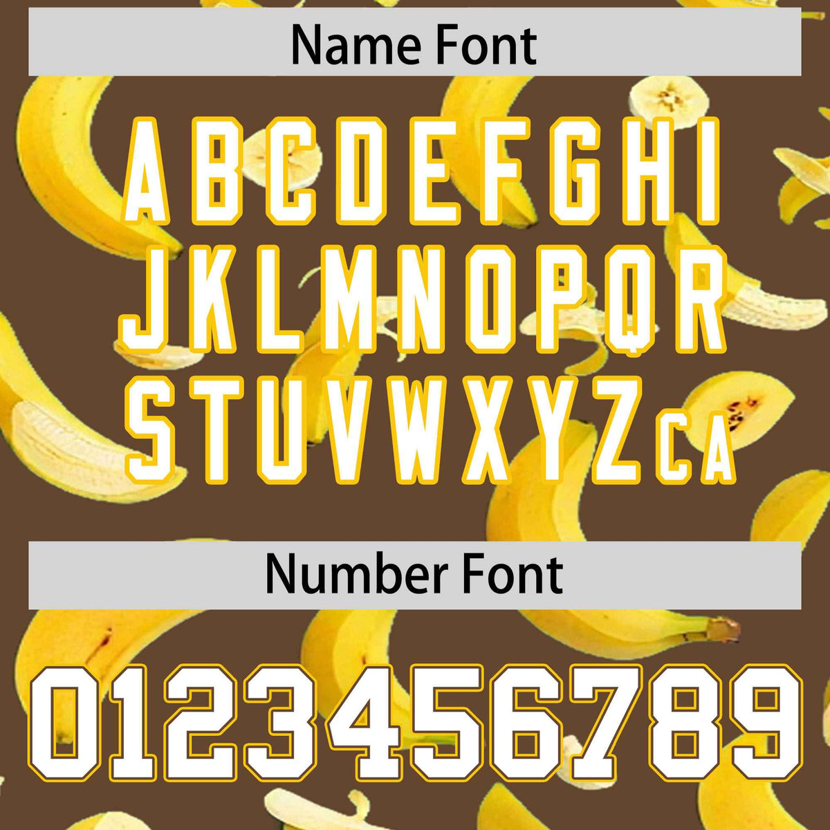 Custom Light Brown Varsity Full-Zip Banana Pattern Letterman Bomber Jacket | Graffiti Pattern | Embroidery&amp;Dye-sublimation printing | KXKSHOP