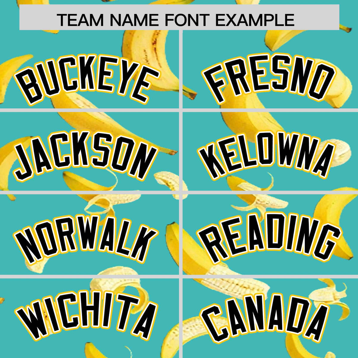 Custom Teal Varsity Full-Zip Banana Pattern Letterman Bomber Jacket | Graffiti Pattern | Embroidery&amp;Dye-sublimation printing | KXKSHOP