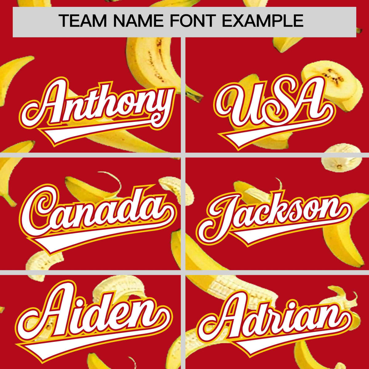 Custom Red Varsity Full-Zip Banana Pattern Letterman Bomber Jacket | Graffiti Pattern | Embroidery&amp;Dye-sublimation printing | KXKSHOP