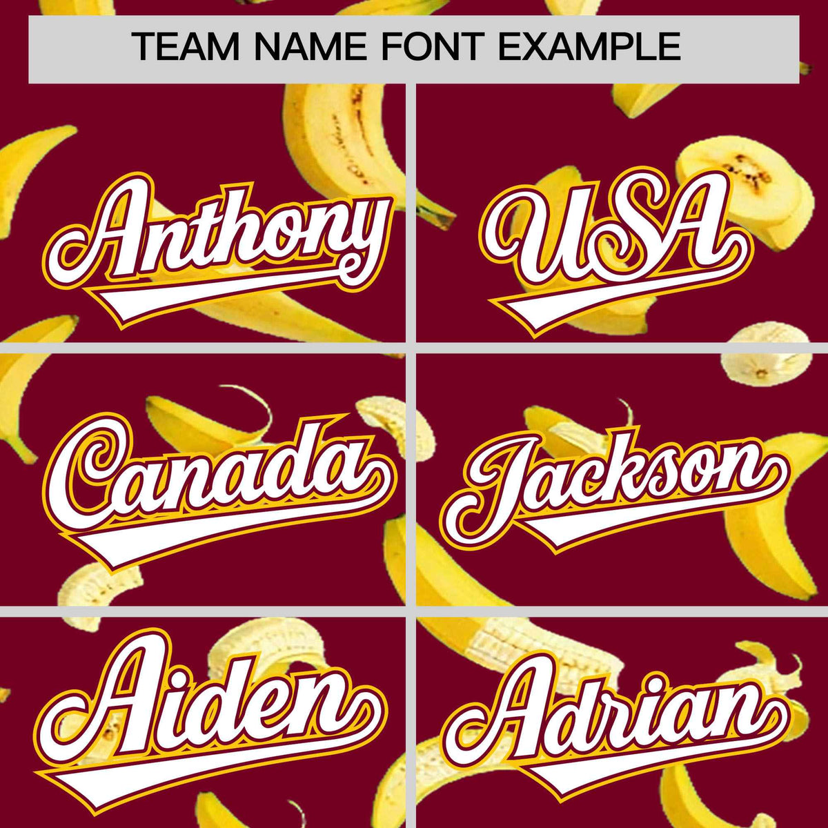 Custom Crimson Varsity Full-Zip Banana Pattern Letterman Bomber Jacket | Graffiti Pattern | Embroidery&amp;Dye-sublimation printing | KXKSHOP