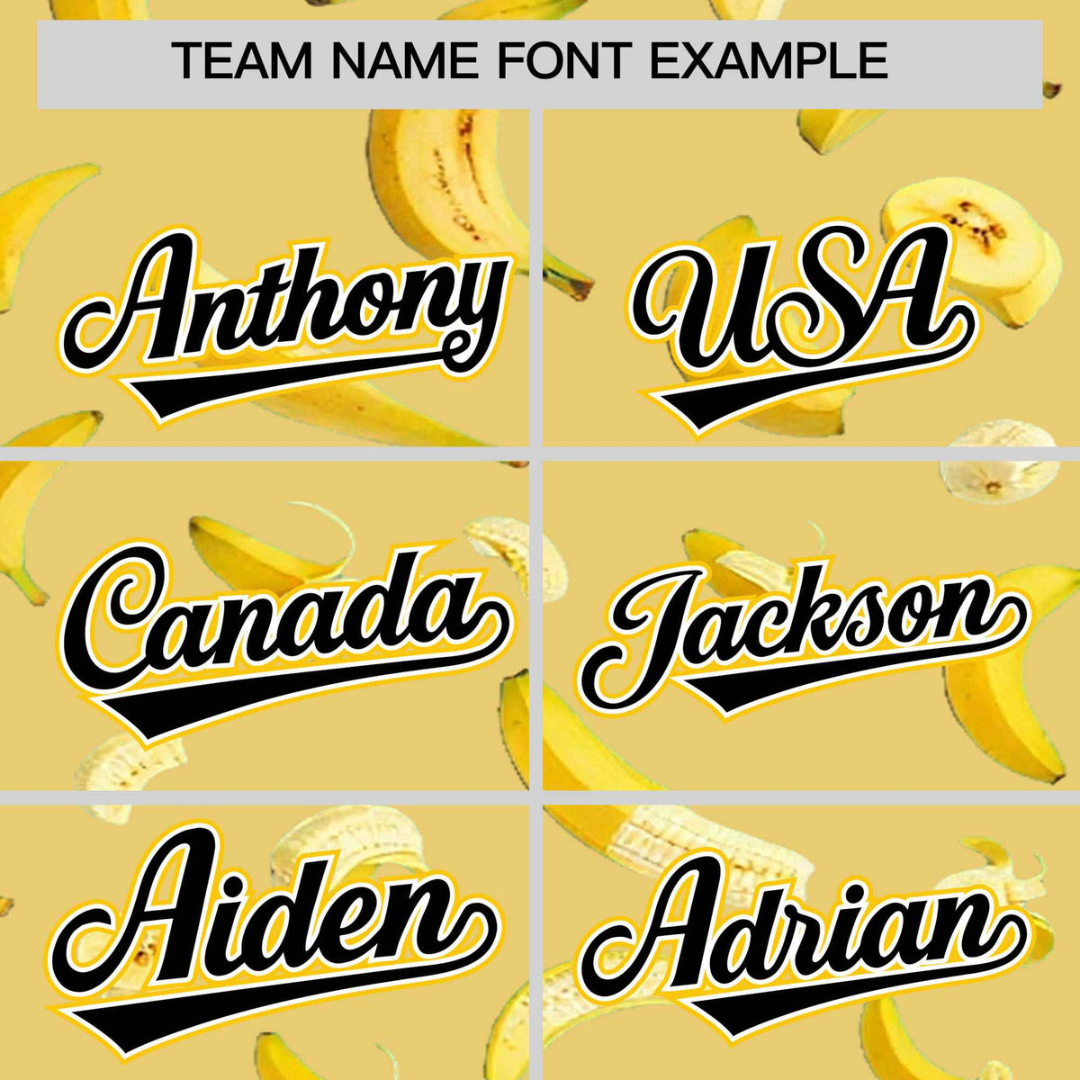 Custom Old Gold Varsity Full-Zip Banana Pattern Letterman Bomber Jacket | Graffiti Pattern | Embroidery&amp;Dye-sublimation printing | KXKSHOP