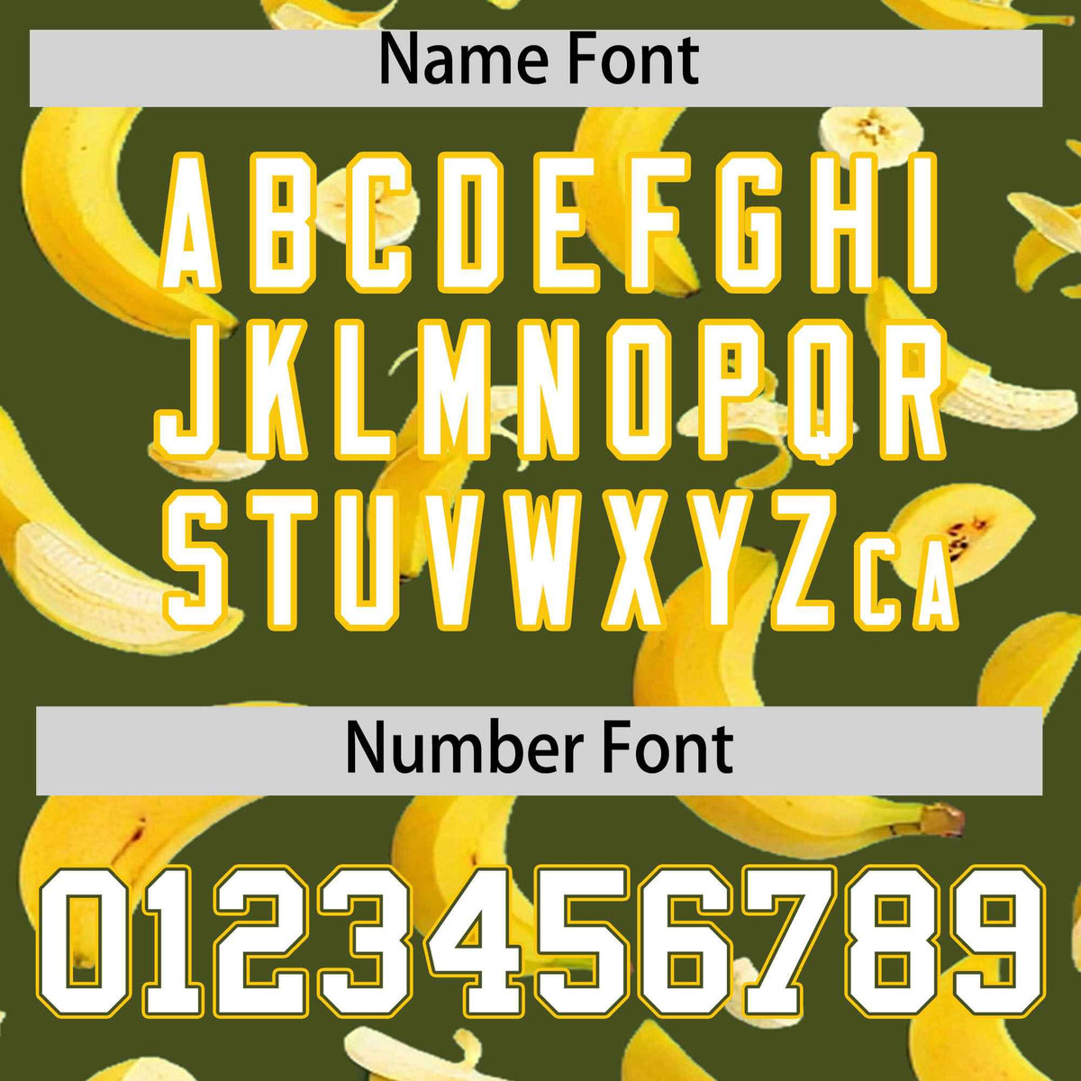 Custom Olive Varsity Full-Zip Banana Pattern Letterman Bomber Jacket | Graffiti Pattern | Embroidery&amp;Dye-sublimation printing | KXKSHOP