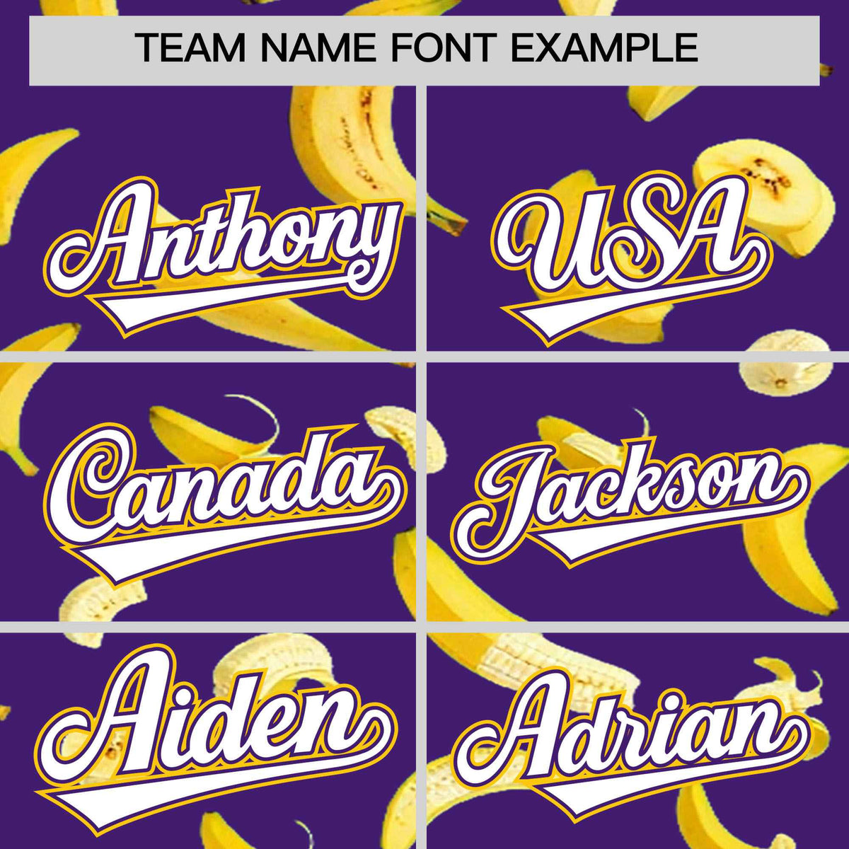 Custom Purple Varsity Full-Zip Banana Pattern Letterman Bomber Jacket | Graffiti Pattern | Embroidery&amp;Dye-sublimation printing | KXKSHOP