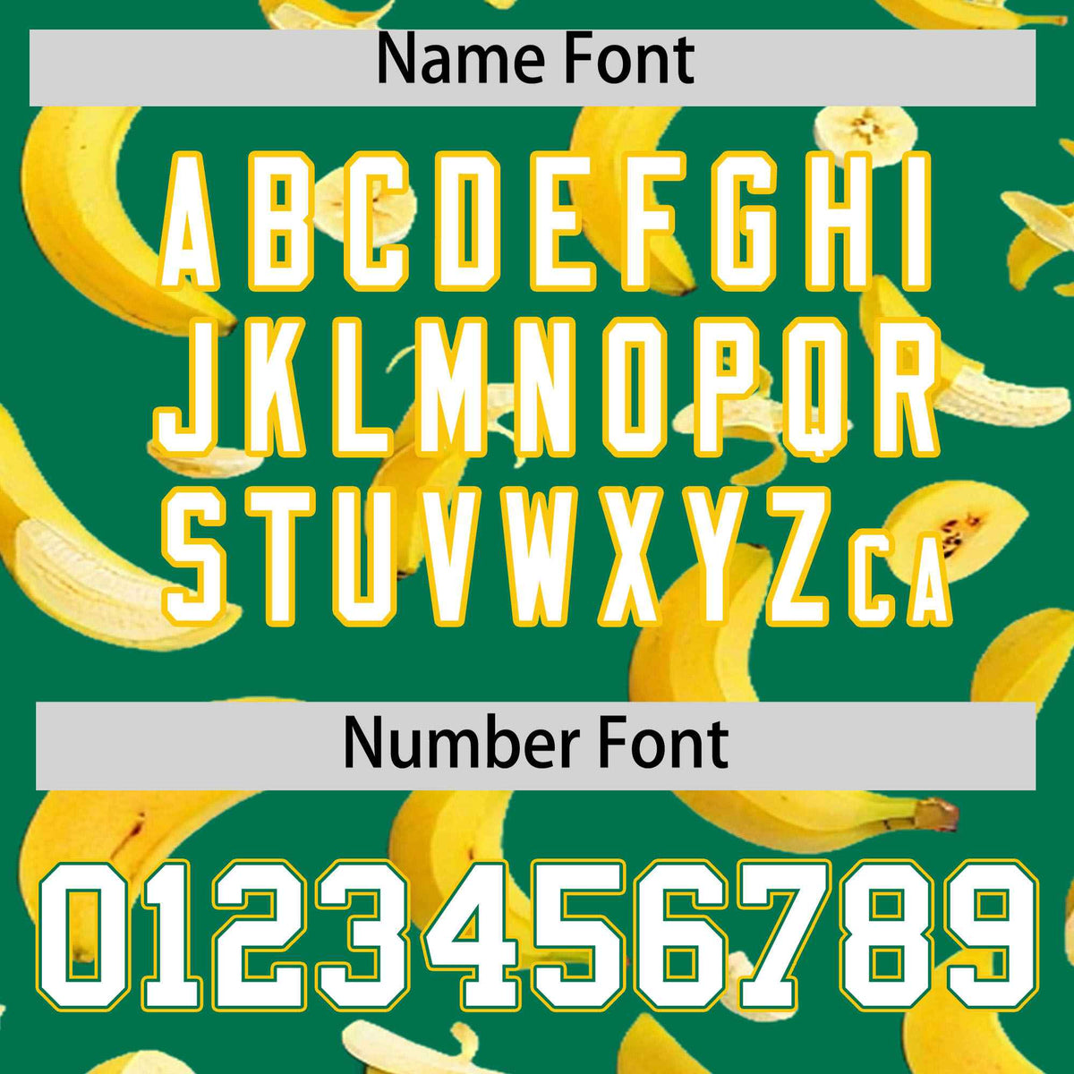 Custom Kelly Green Varsity Full-Zip Banana Pattern Letterman Bomber Jacket | Graffiti Pattern | Embroidery&amp;Dye-sublimation printing | KXKSHOP