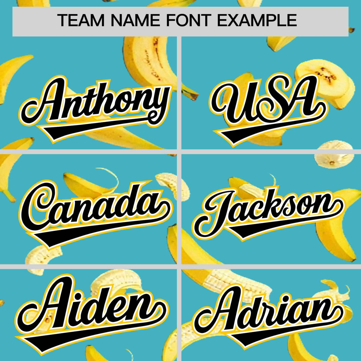 Custom Sky Blue Varsity Full-Zip Banana Pattern Letterman Bomber Jacket | Graffiti Pattern | Embroidery&amp;Dye-sublimation printing | KXKSHOP