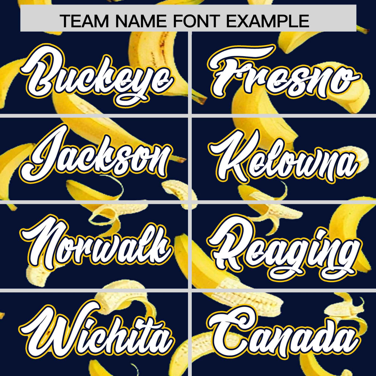 Custom Navy Varsity Full-Zip Banana Pattern Letterman Bomber Jacket | Graffiti Pattern | Embroidery&amp;Dye-sublimation printing | KXKSHOP