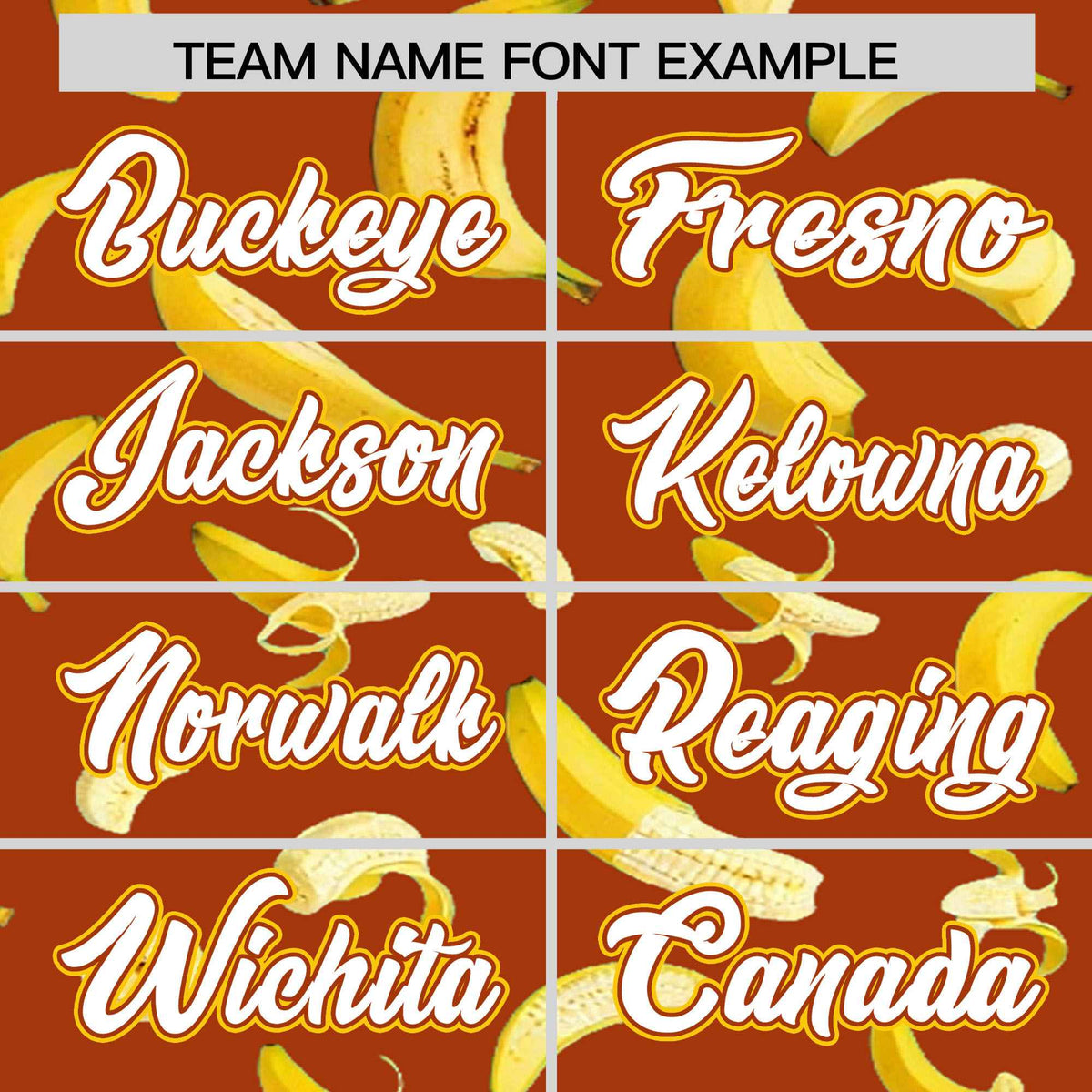 Custom Dark Orange Varsity Full-Zip Banana Pattern Letterman Bomber Jacket | Graffiti Pattern | Embroidery&amp;Dye-sublimation printing | KXKSHOP